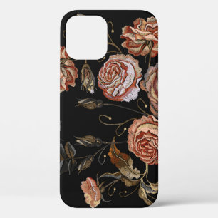 Classic embroidery vintage buds of roses pattern iPhone 12 case