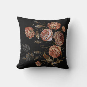 Classic embroidery vintage buds of roses pattern cushion