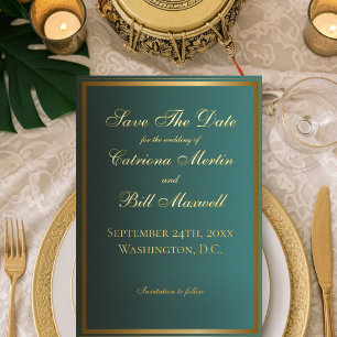 Classic Emerald Green and Gold Save the Date