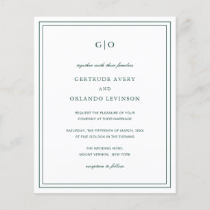 Classic Emerald Green Budget Wedding Invitation Flyer