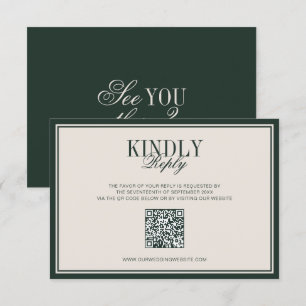 Classic Emerald Green Cream Old Money Wedding QR RSVP Card