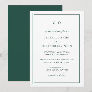 Classic Emerald Green Elegant Wedding Invitation