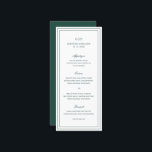Classic Emerald Green Elegant Wedding Menu<br><div class="desc">Classic style forest green / emerald green wedding menu featuring a simple and minimal design with your monogram, names and wedding date at the top along with your menu surrounded by a double border. The fonts alternate between and elegant script, a traditional serif and minimalist sans serif fonts. This menu...</div>