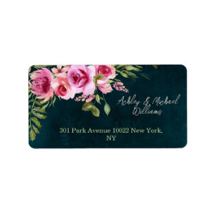 Classic Emerald Green Floral Dark Moody Wedding Label