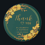 Classic Emerald Green & Gold Wedding Thank You Magnet<br><div class="desc">The Classic Emerald Green Gold Floral Wedding thank you favour tag features golden flowers and chic hand lettered typography against timeless emerald green background. ♥ View the collection on this page to find matching products. ♥Customise it with your text by using the template fields. ♥ If you want to change...</div>