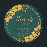 Classic Emerald Green & Gold Wedding Thank You Magnet<br><div class="desc">The Classic Emerald Green Gold Floral Wedding thank you favour tag features golden flowers and chic hand lettered typography against timeless emerald green background. ♥ View the collection on this page to find matching products. ♥Customise it with your text by using the template fields. ♥ If you want to change...</div>