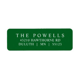 Classic Emerald Green Minimalist Return Address 
