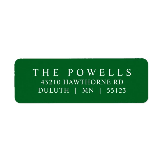 Classic Emerald Green Minimalist Return Address  (Front)