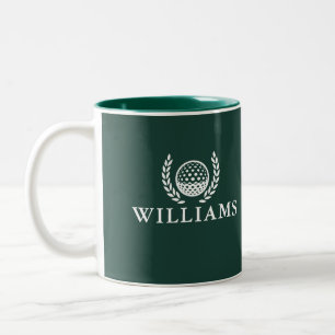 Classic Emerald Green Personalized Name Monogram Two-Tone Coffee Mug