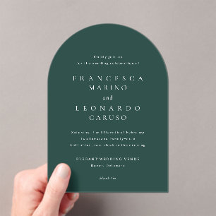 Classic Emerald Green Simple Wedding Acrylic Invitations