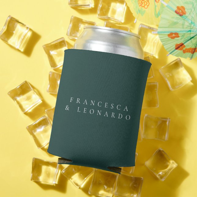 Classic Emerald Green Simple Wedding Can Cooler (In Situ Summer)