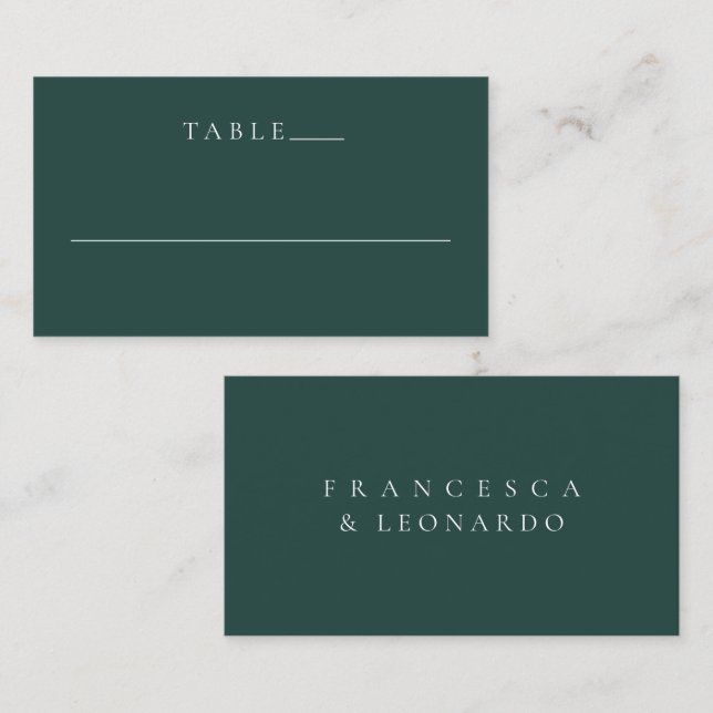Classic Emerald Green Simple Wedding Place Card (Front/Back)