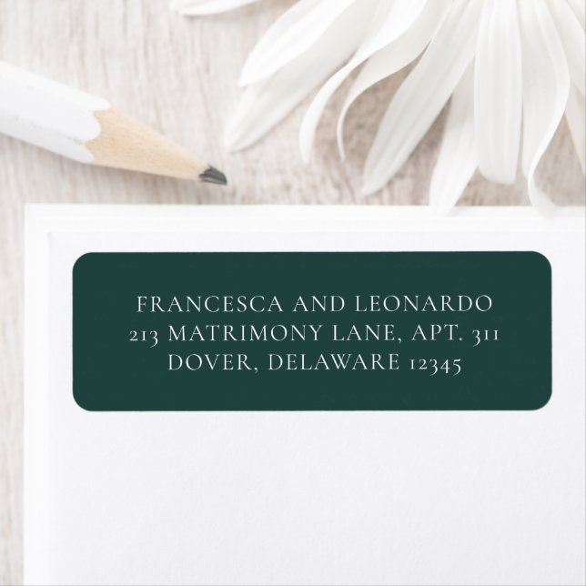 Classic Emerald Green Wedding Return Address (Insitu)