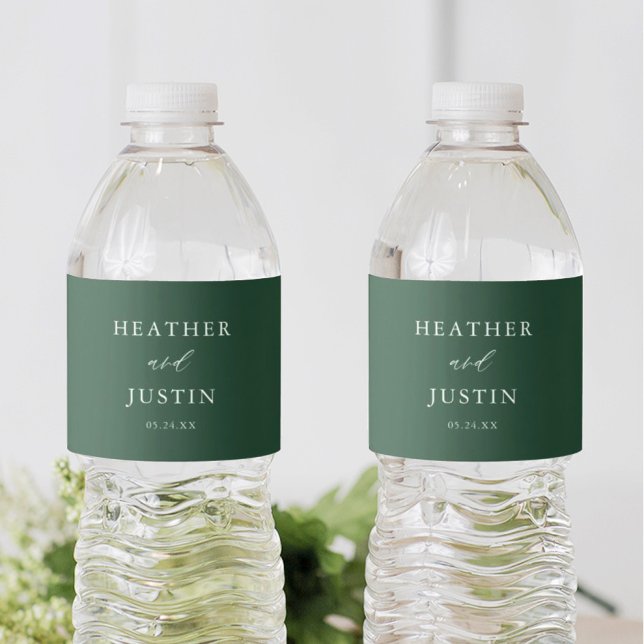 Classic Emerald Green Wedding Water Bottle Label (Creator Uploaded)