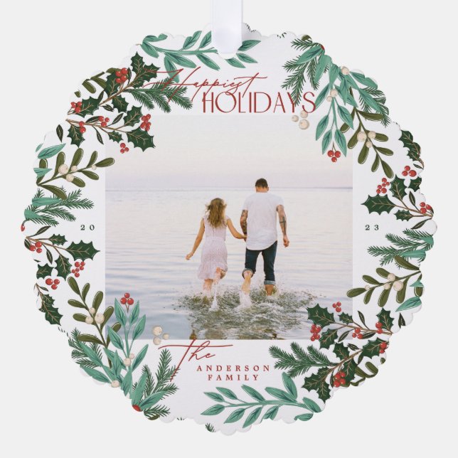 Classic Enchanting Elegance Christmas photo Tree Decoration Card (Front)