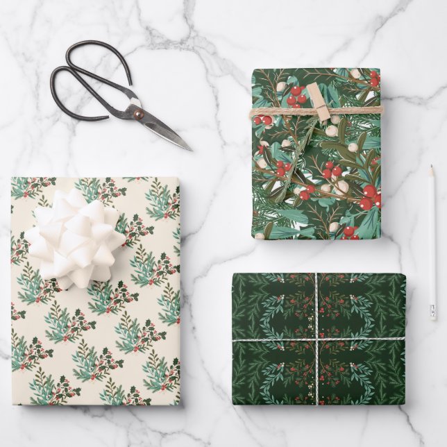 Classic Enchanting Elegance Holiday Christmas Wrapping Paper Sheet (Front)