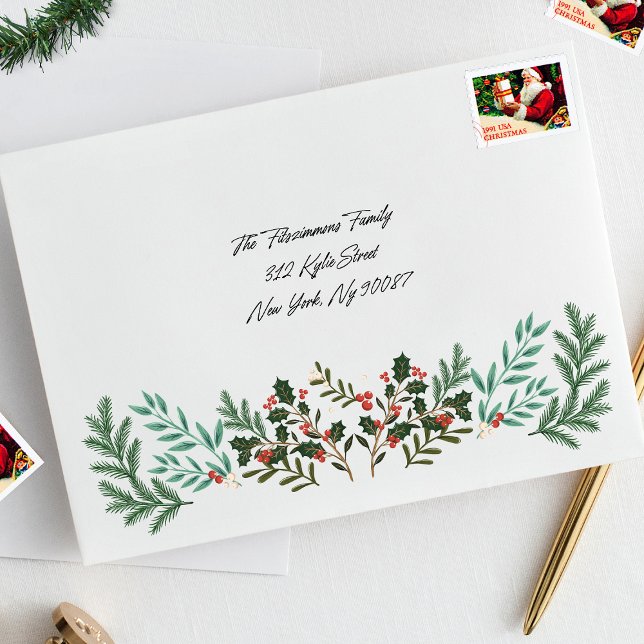 Classic Enchanting Elegant Holiday Return address Envelope (Creator Uploaded)