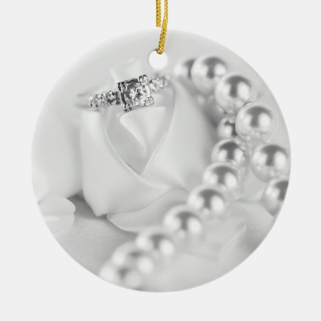 Classic Engagement Ring Ceramic Tree Decoration (Front)