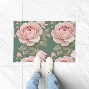 Classic English Roses In Blush Pink Doormat