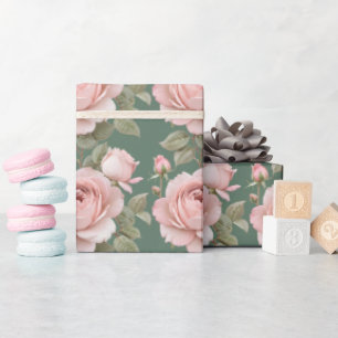 Classic English Roses In Blush Pink  Wrapping Paper