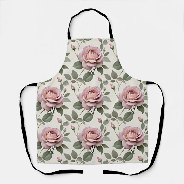 Classic English Roses In Soft Shades Of Pink  Apron (Front)