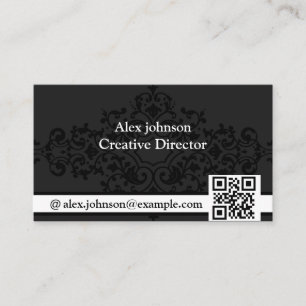 Classic Engraved Black Business Card with QR Code