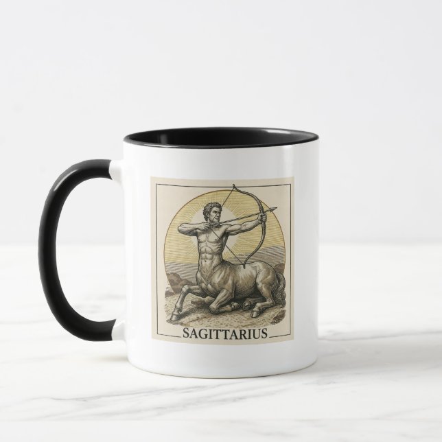 Classic Engraved Zodiac Mug - Sagittarius (Left)