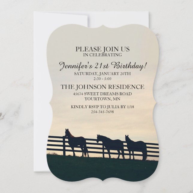 Classic Equestrian 21st Birthday Invitation (Front)