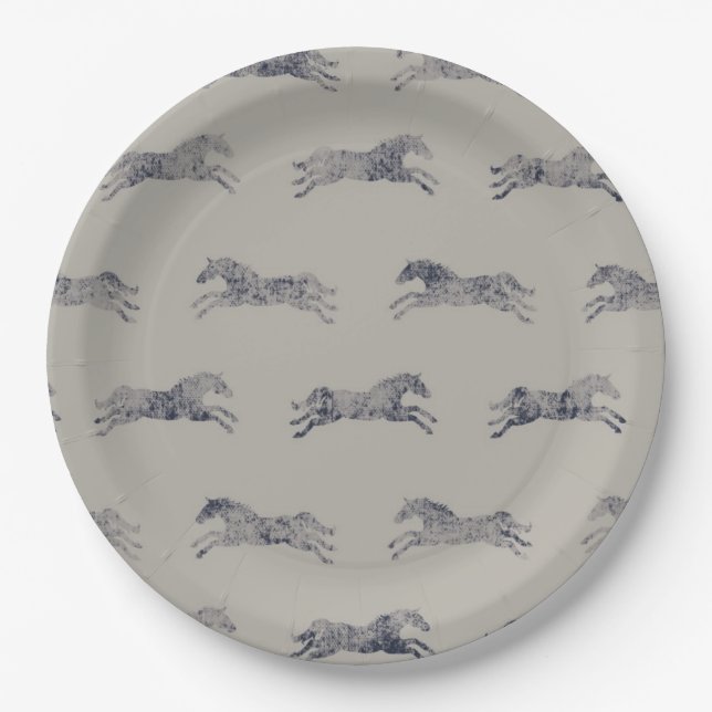 Classic Equestrian Horse Pattern Paper Plate (Front)