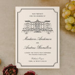 Classic Estate Illustration Wedding Save The Date<br><div class="desc">Share your wedding date in timeless style with this Classic Estate Illustration Wedding Save the Date, featuring a detailed estate sketch in black on a soft ivory background. A vintage-inspired double-border frame adds structure and traditional elegance, while refined calligraphy script and classic typography create a balanced and sophisticated presentation. Ideal...</div>
