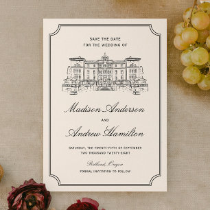 Classic Estate Illustration Wedding Save The Date