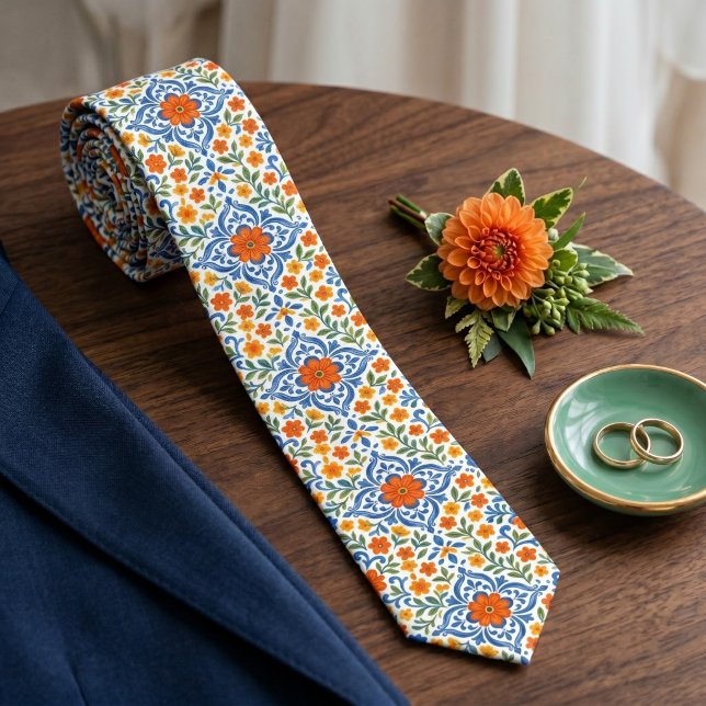 Classic Ethnic Mediterranean Floral Art Pattern Tie (Creator Uploaded)