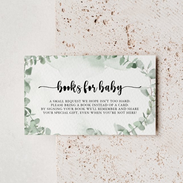 Classic Eucalyptus Baby Shower Book Request   Enclosure Card (Creator Uploaded)