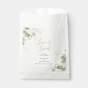 Classic Eucalyptus Gold Love is Sweet Wedding  Favour Bags