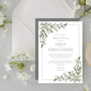 Classic Eucalyptus Sage Green Rehearsal Dinner Invitation