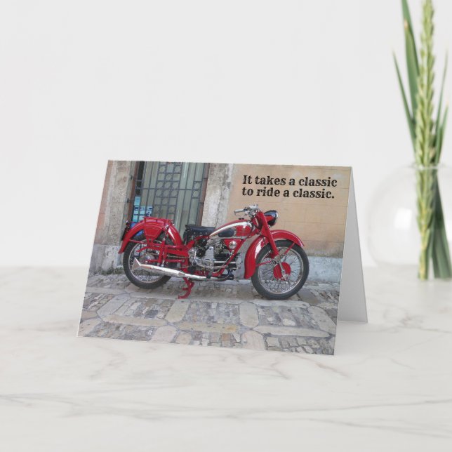 Classic Euro Moto Guzzi Motorcycle Birthday Card (Front)