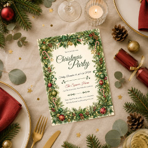 Classic Evergreen Christmas Party Invitation
