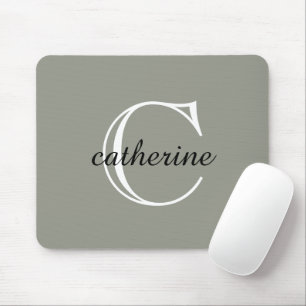 Classic Evergreen Fog Script Monogram Mouse Mat