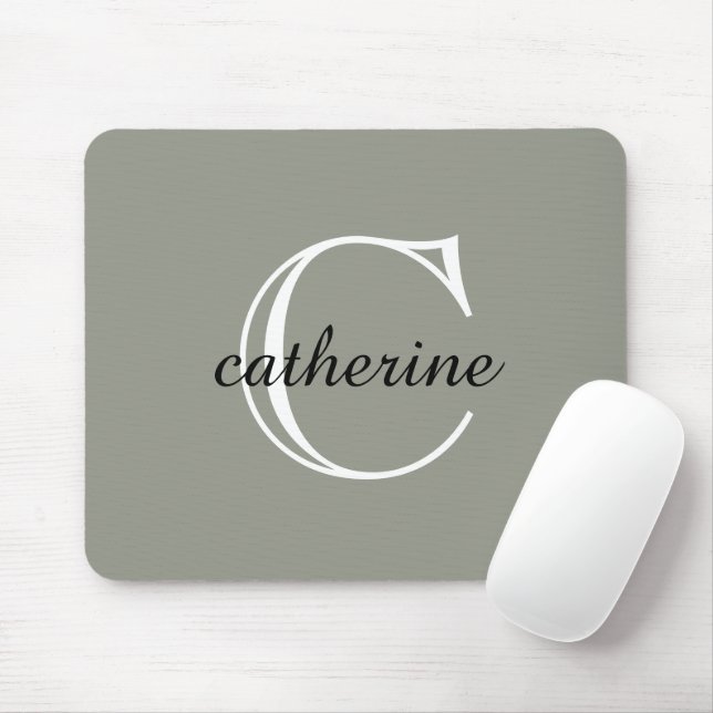 Classic Evergreen Fog Script Monogram Mouse Mat (With Mouse)
