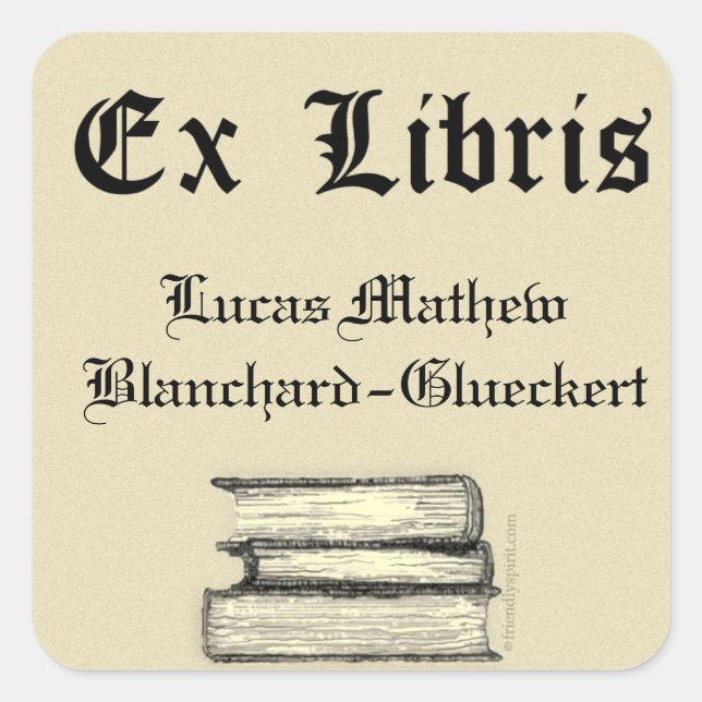 Classic Ex Libris Bookplate Square Sticker (Front)