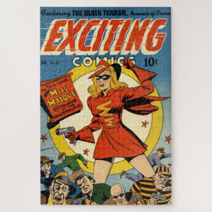 Classic Exciting Comics Cover With Miss Masque Jigsaw Puzzle