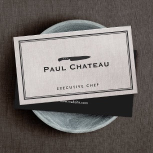 Classic Executive Chef Knife Logo Catering Business Card
