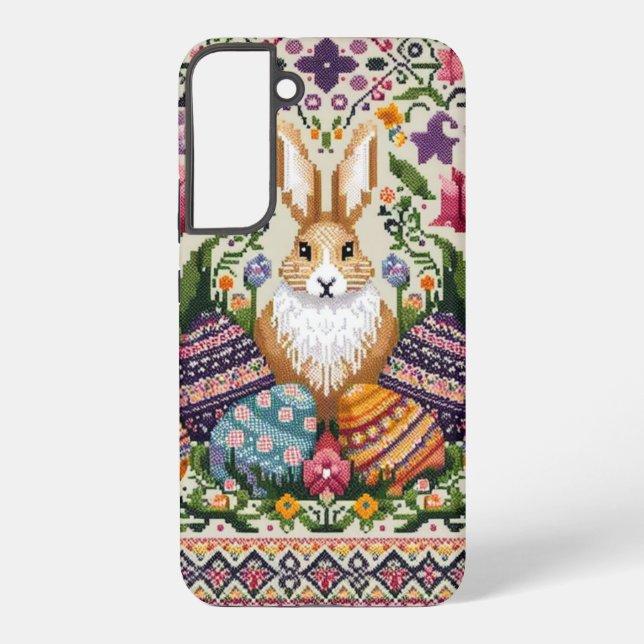 Classic Fair Isle Easter bunny/egg spring Samsung Galaxy S22+ Case (Back)