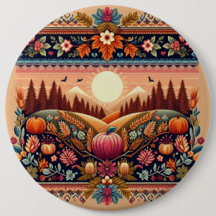 Classic Fair Isle Fall/Autumn 6 Cm Round Badge
