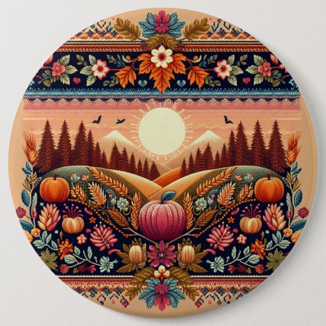 Classic Fair Isle Fall/Autumn 6 Cm Round Badge (Front)