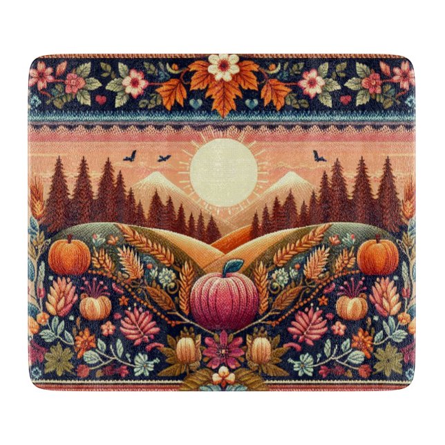 Classic Fair Isle Fall/Autumn Cutting Board (Front)