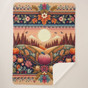 Classic Fair Isle Fall/Autumn Sherpa Blanket