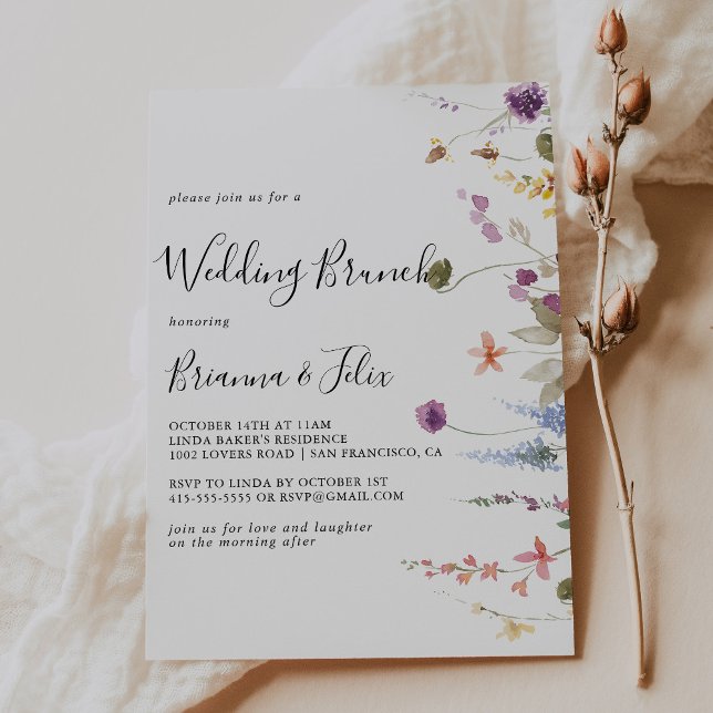 Classic Fall Colourful Wild Floral Wedding Brunch  Invitation (Creator Uploaded)