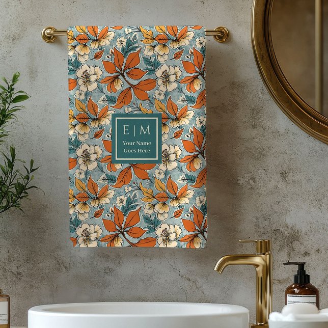 Classic Fall Flowers Olive Green Terracotta Bath  Towel Set (Classic Fall Flowers Olive Green Terracotta Bath Towel

)