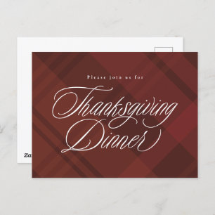 Classic fall plaid Thanksgiving Dinner invitation Postcard